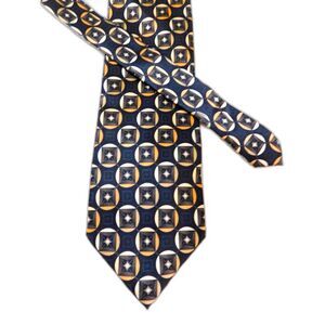 Giorgio Brutini Necktie Tie 100% Silk 60 in. Tall Black Copper Gold Geometric